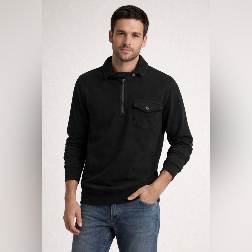 Polo Ralph Lauren Men’s M Black Half Zip Utility Pullover Cotton Sweater